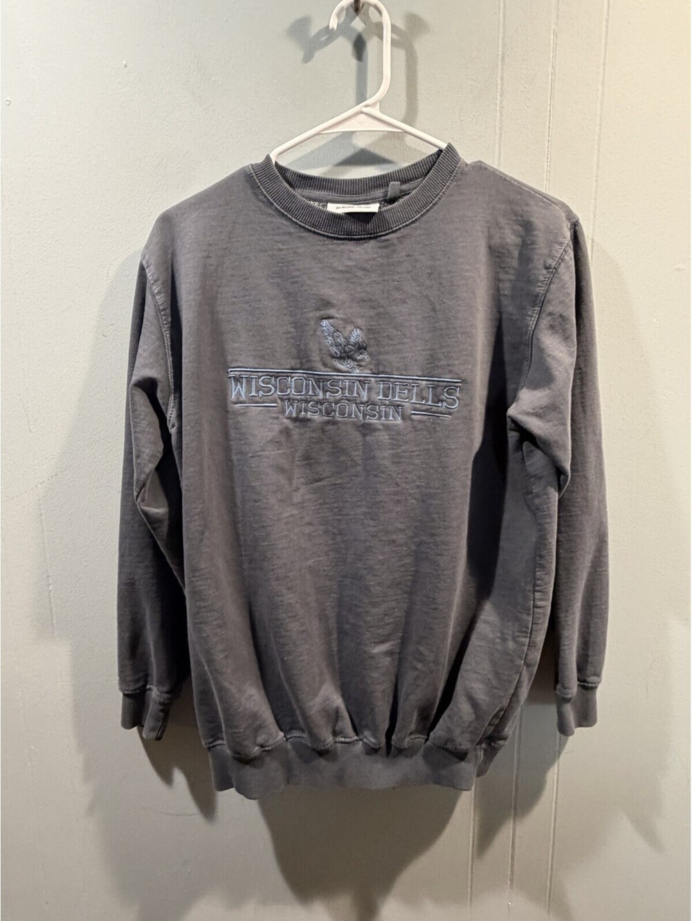 Mens Comfortex USA Sweatshirt Crew Neck Size Small Gray Wisconsin Dells